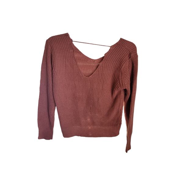 Vintage Top Sweater Women Size L Poof Apparel  Faux Wrap Super Stylish V Back - Picture 6 of 9